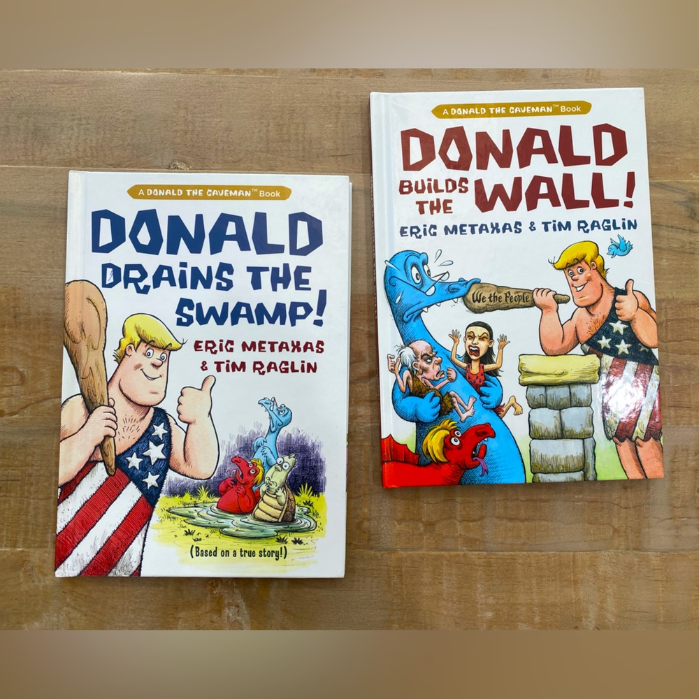 2 Donald The Caveman Book drain the swamp Builds the wall trump kids books